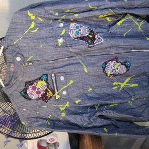 A light blue jean jacket